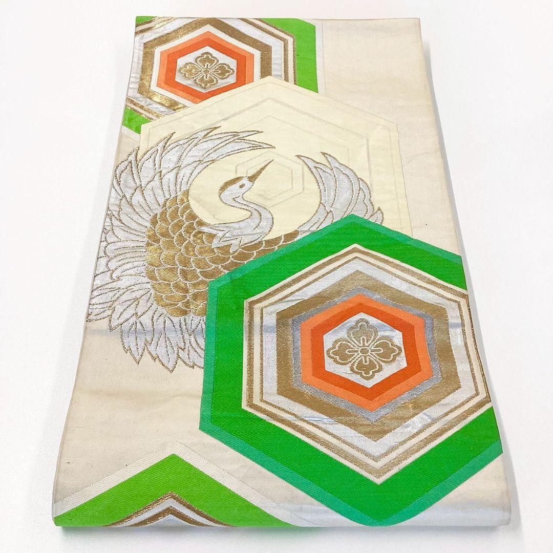 5252# Japanese Vintage Fukuro Obi Belt Kimono Fabric Silk Traditional