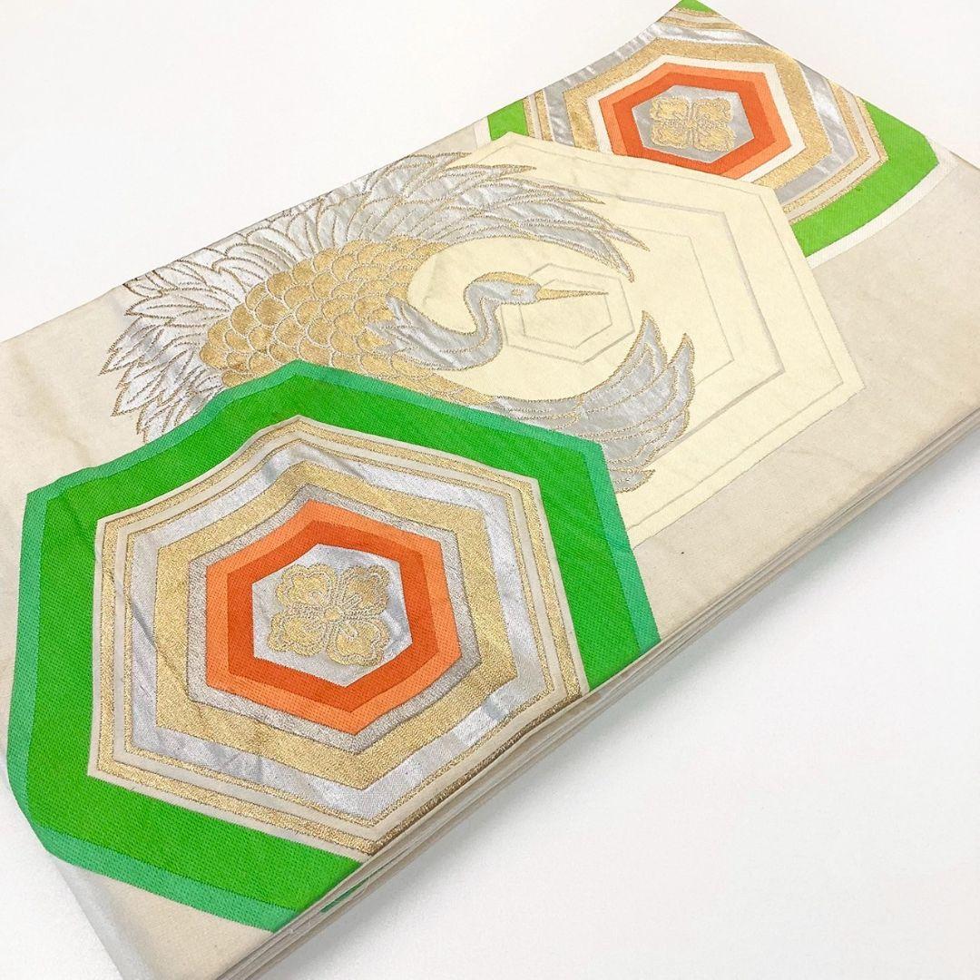 5252# Japanese Vintage Fukuro Obi Belt Kimono Fabric Silk Traditional