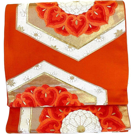 5214# Japanese Vintage Fukuro Obi Belt Kimono Fabric Silk Traditional Embroidery