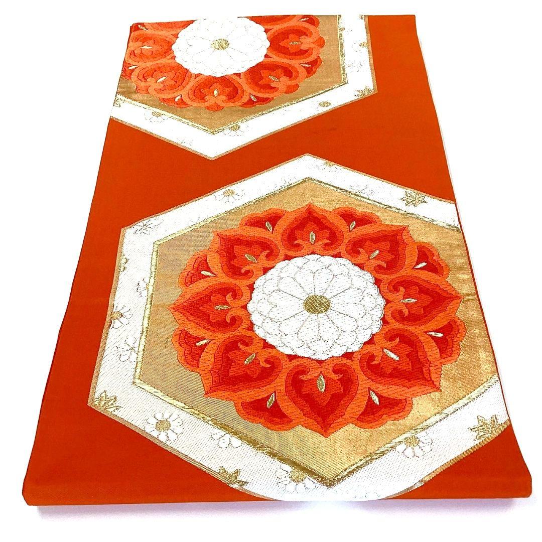 5214# Japanese Vintage Fukuro Obi Belt Kimono Fabric Silk Traditional Embroidery