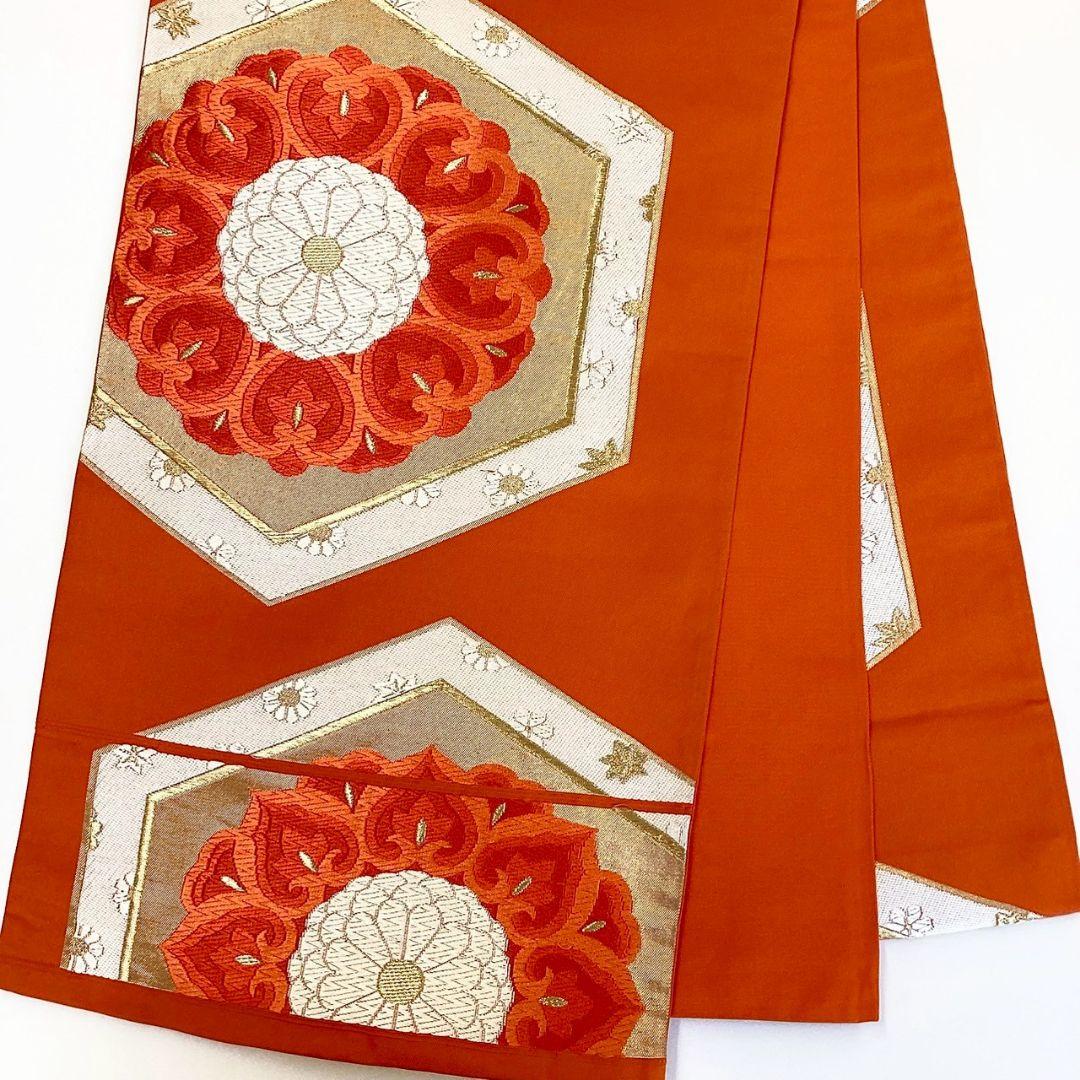 5214# Japanese Vintage Fukuro Obi Belt Kimono Fabric Silk Traditional Embroidery