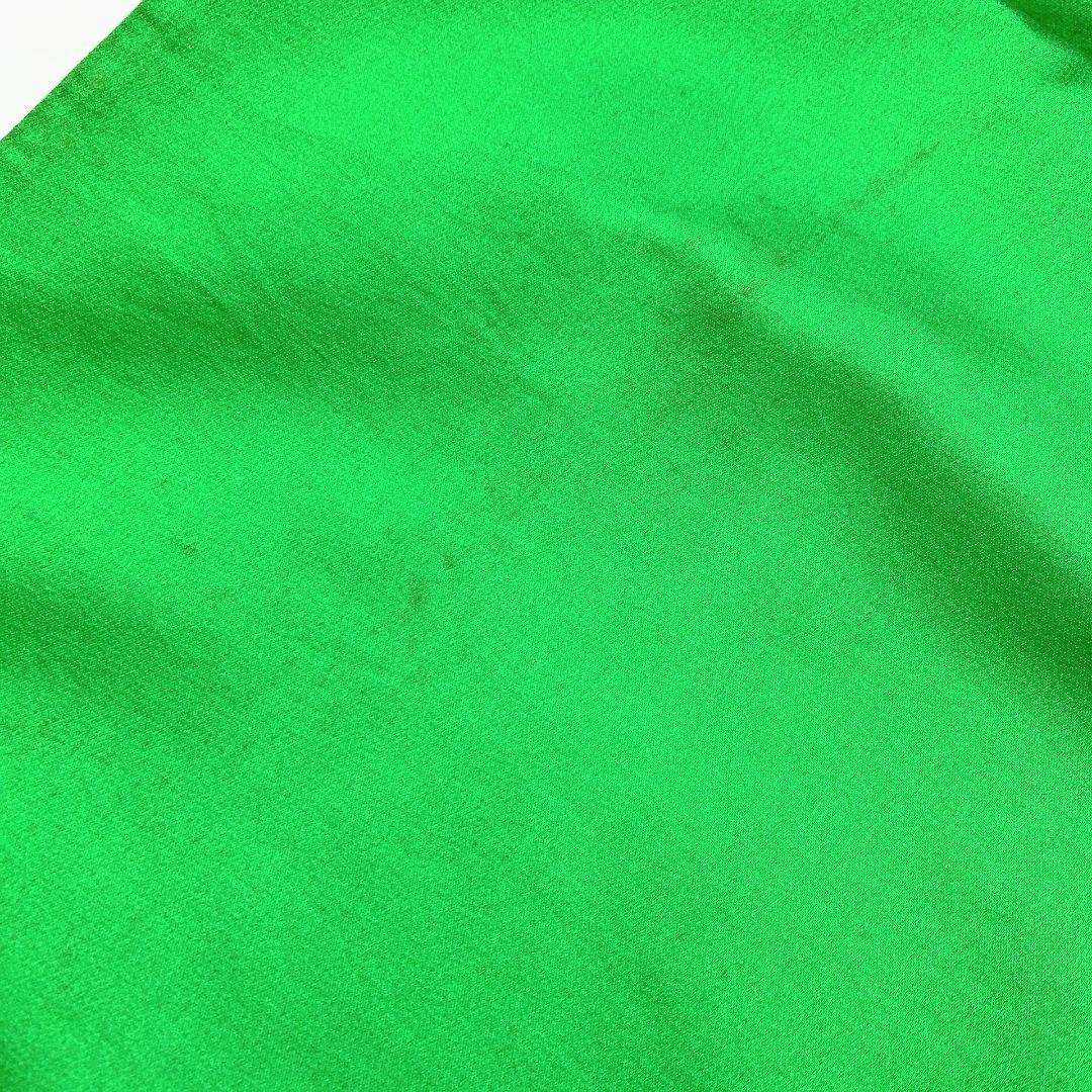 5142# Japanese Vintage Fukuro Obi Belt Kimono Fabric Silk Traditional Green