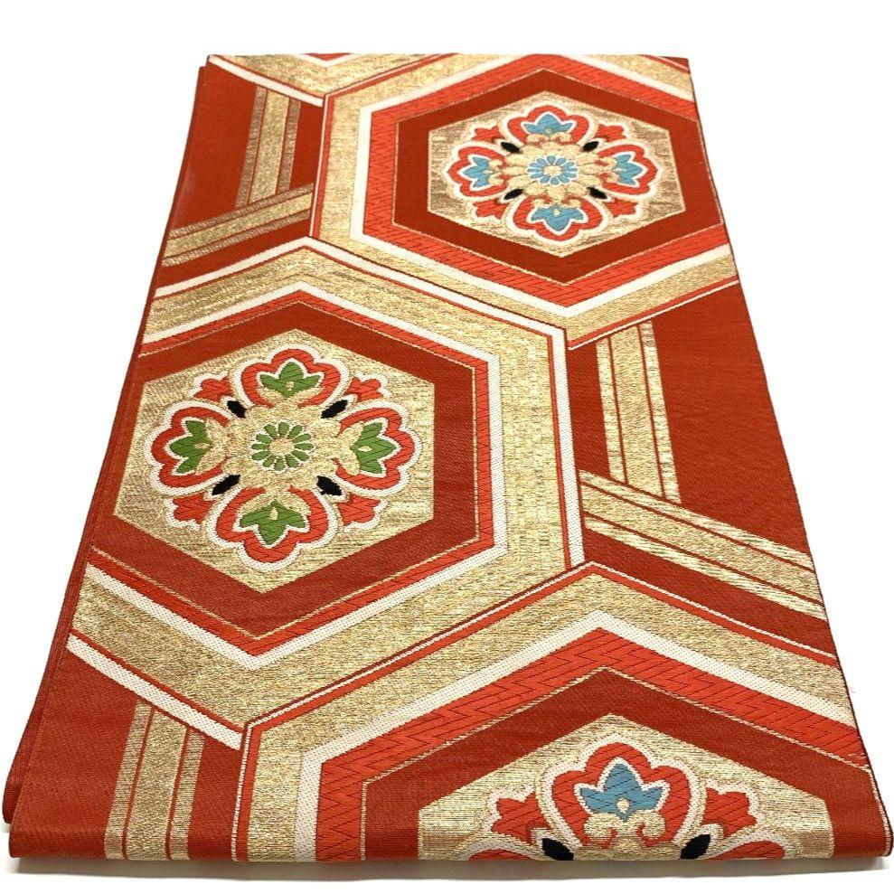 5298# Japanese Vintage Fukuro Obi Belt Kimono Fabric Silk Traditional