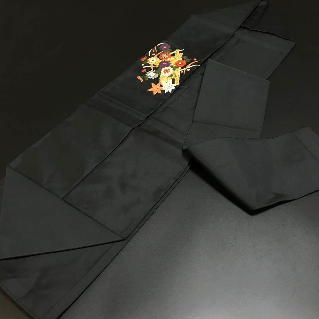 6757# Japanese Vintage Nagoya Obi Belt Kimono Fabric Silk Traditional Black
