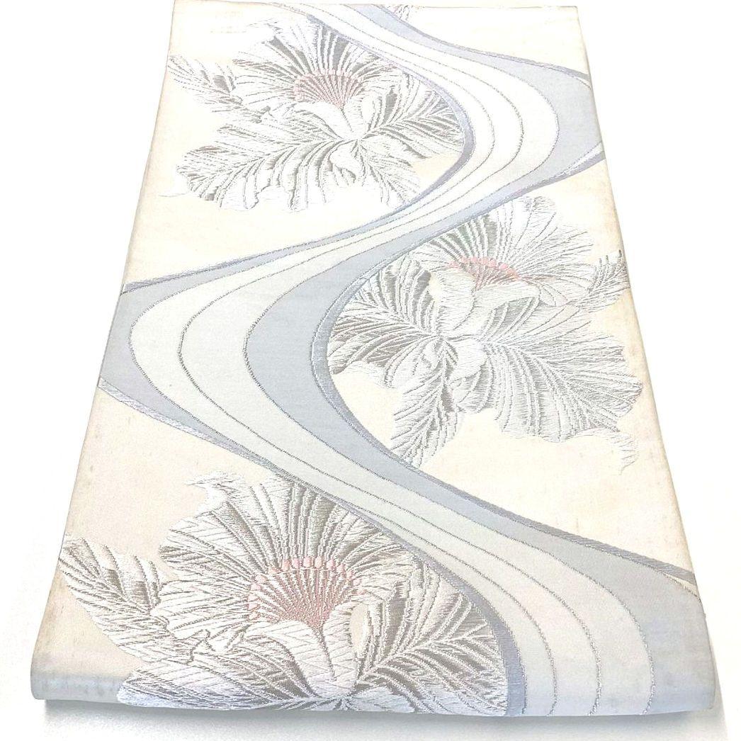 5248# Japanese Vintage Fukuro Obi Belt Kimono Fabric Silk Traditional Embroidery　