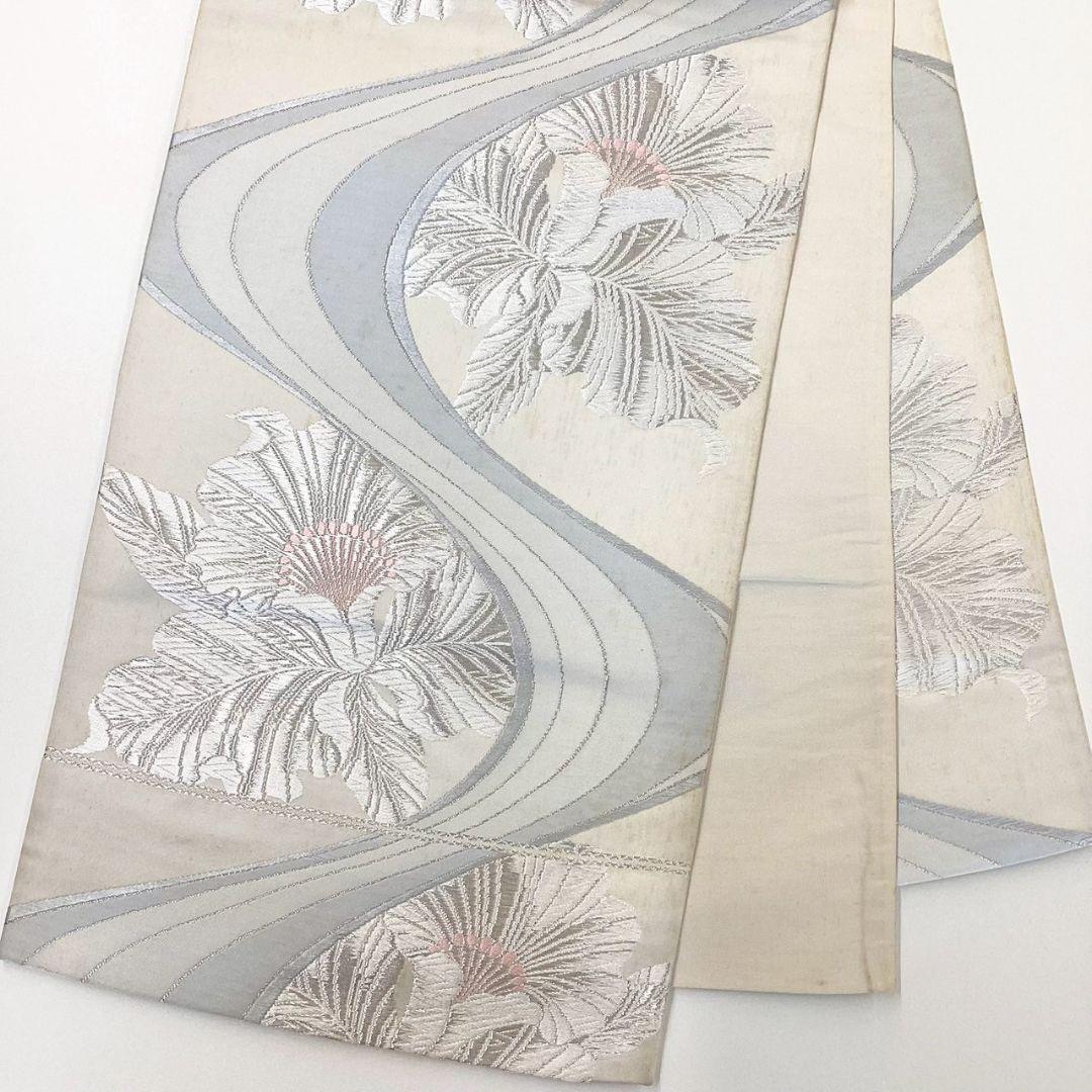 5248# Japanese Vintage Fukuro Obi Belt Kimono Fabric Silk Traditional Embroidery　