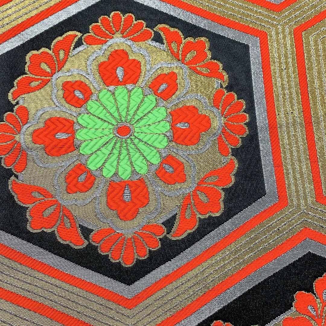 5128# Japanese Vintage Fukuro Obi Belt Kimono Fabric Silk Traditional Black