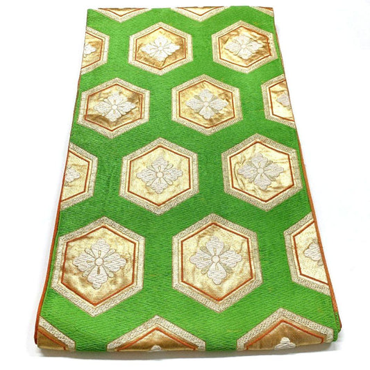 5060# Japanese Vintage Fukuro Obi Belt Kimono Fabric Silk Traditional Embroidery　