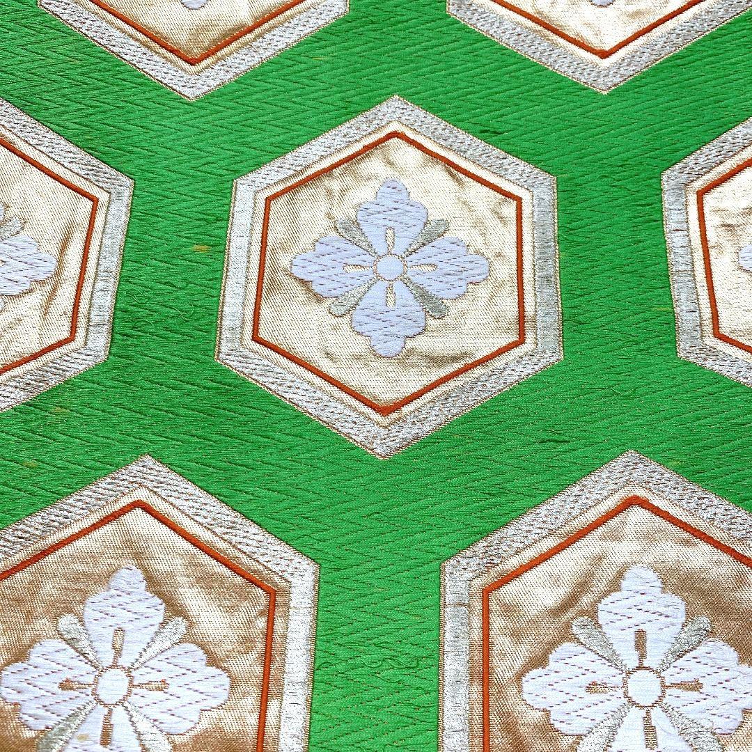 5060# Japanese Vintage Fukuro Obi Belt Kimono Fabric Silk Traditional Embroidery　