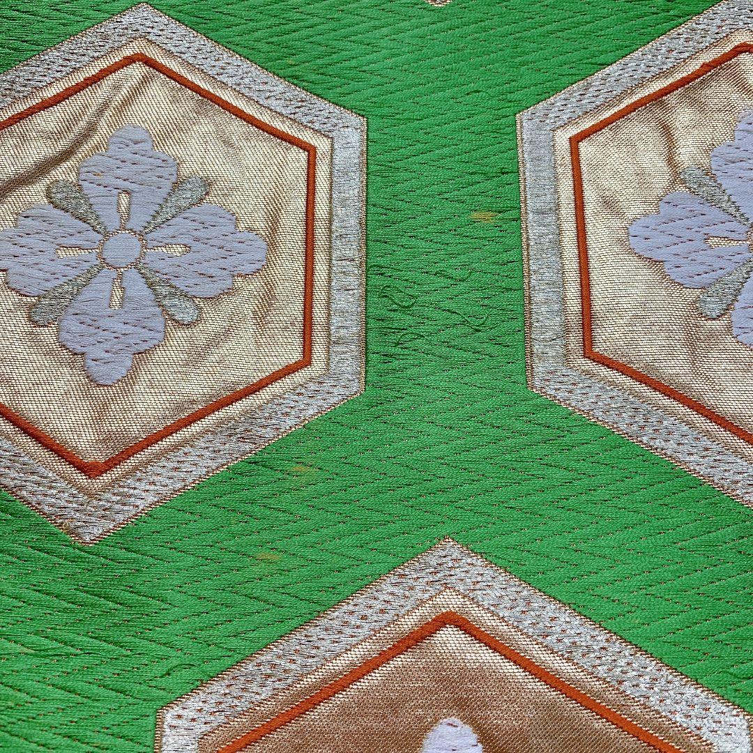 5060# Japanese Vintage Fukuro Obi Belt Kimono Fabric Silk Traditional Embroidery　