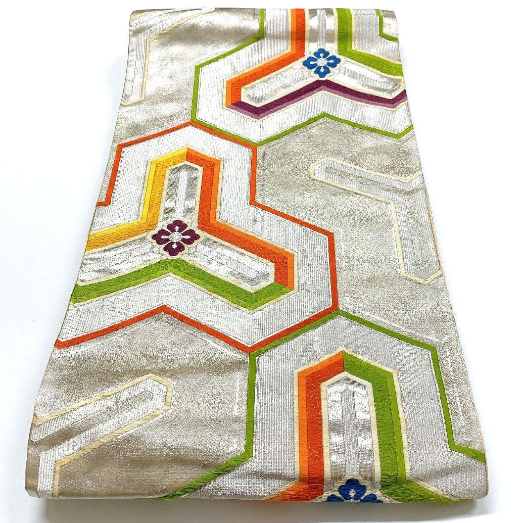 5082# Japanese Vintage Fukuro Obi Belt Kimono Fabric Silk Traditional Embroidery