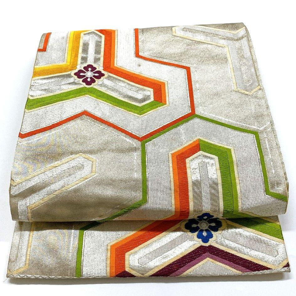 5082# Japanese Vintage Fukuro Obi Belt Kimono Fabric Silk Traditional Embroidery