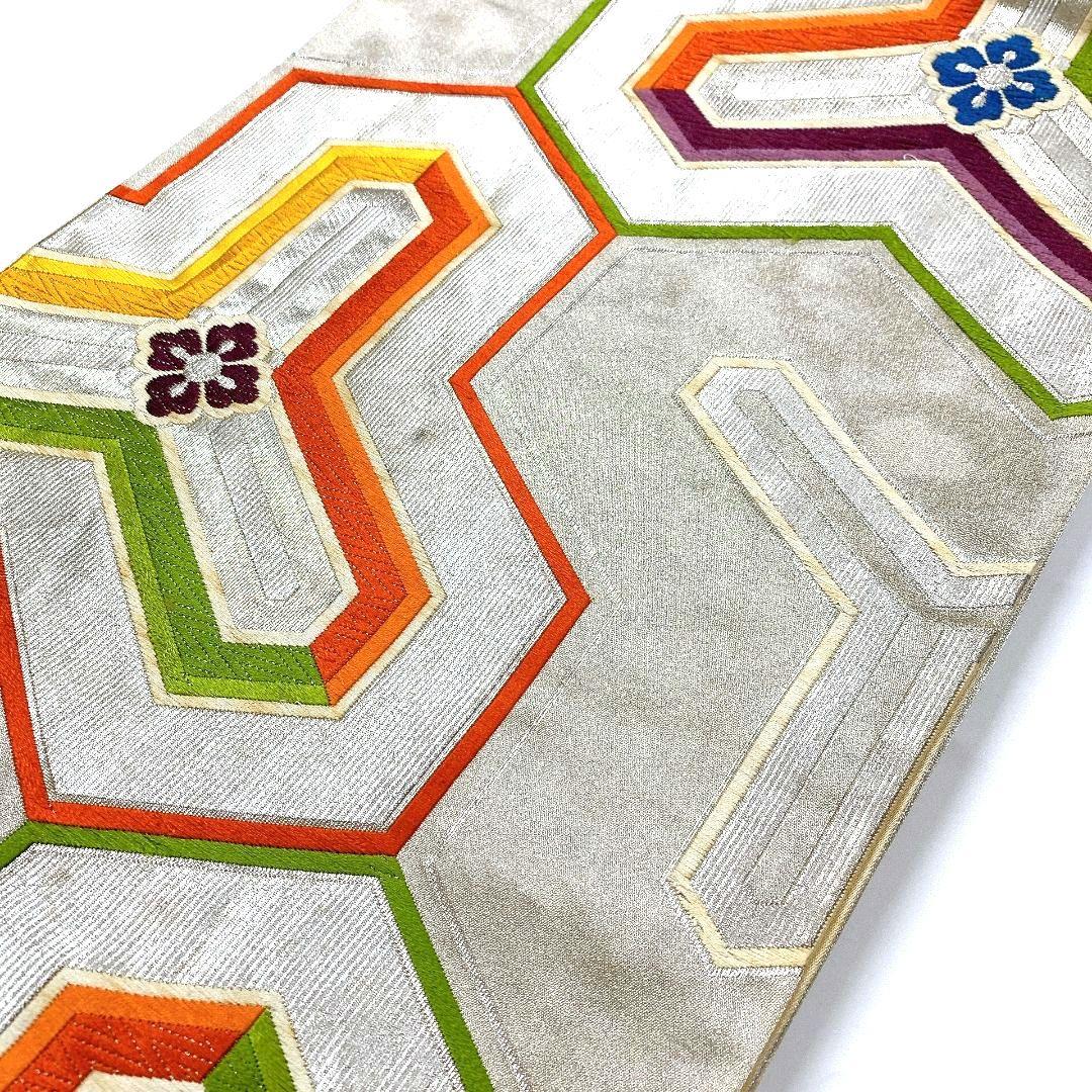 5082# Japanese Vintage Fukuro Obi Belt Kimono Fabric Silk Traditional Embroidery