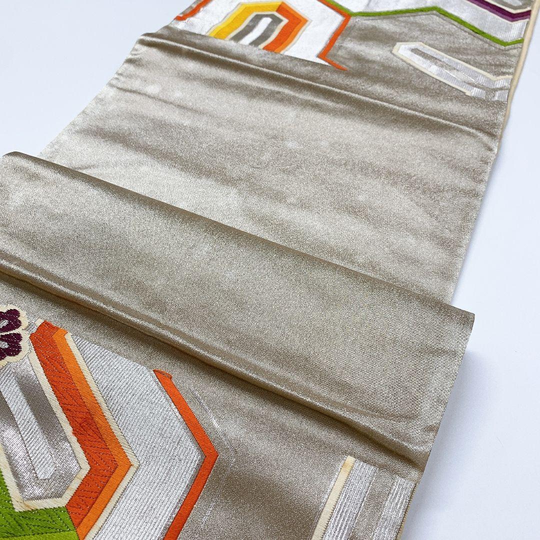 5082# Japanese Vintage Fukuro Obi Belt Kimono Fabric Silk Traditional Embroidery