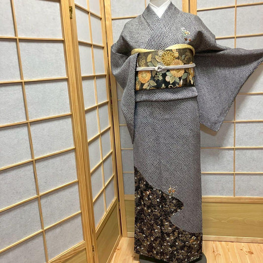 4400# Japanese Kimono Vintage Womens Silk Fabric Robe Kimono only sold Shibori