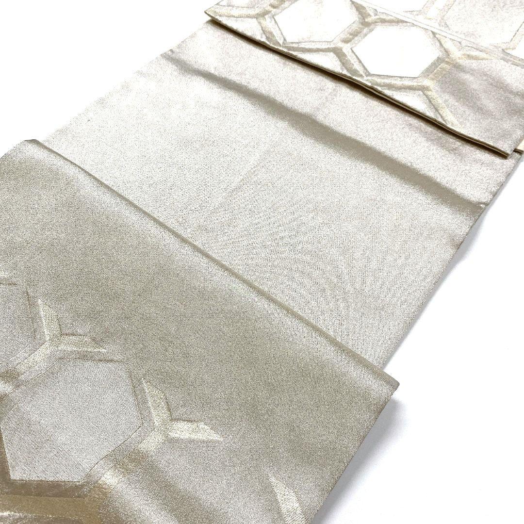 5106# Japanese Vintage Fukuro Obi Belt Kimono Fabric Silk Traditional Silver