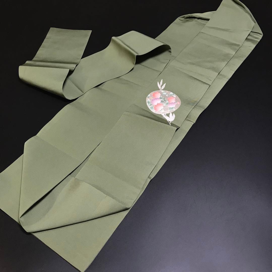 6756# Japanese Vintage Nagoya Obi Belt Kimono Fabric Silk Traditional Green