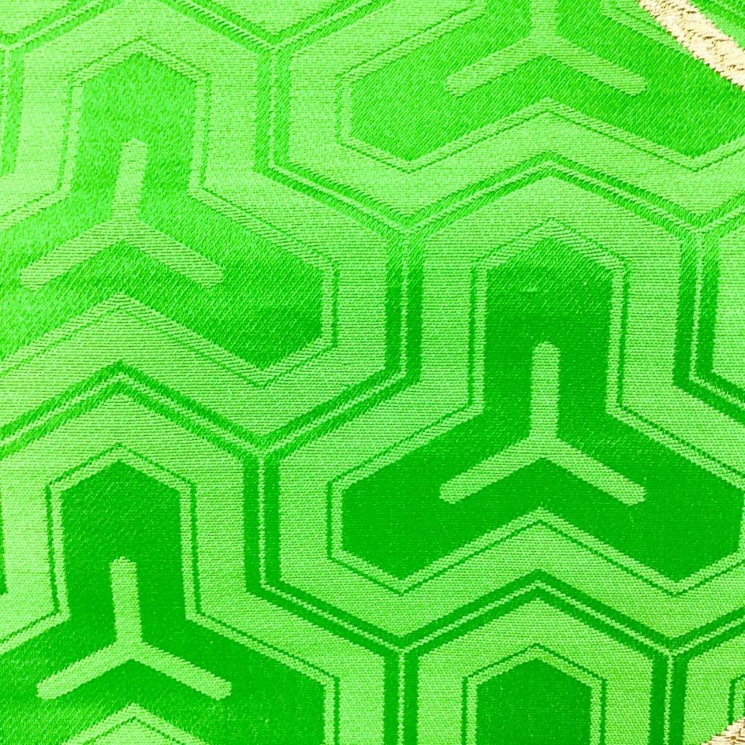 4981# Japanese Vintage Fukuro Obi Belt Kimono Fabric Silk Traditional Green