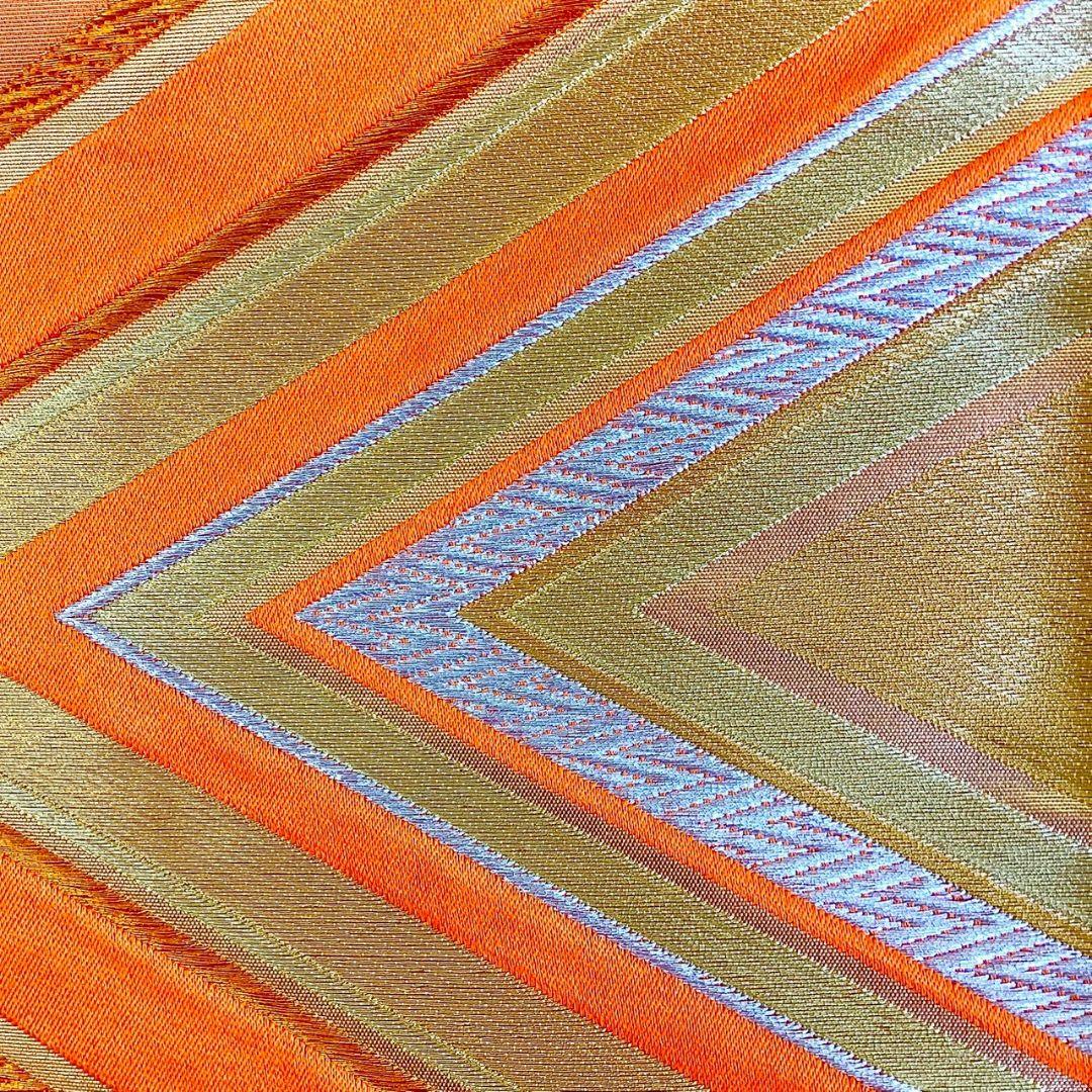5227# Japanese Vintage Fukuro Obi Belt Kimono Fabric Silk Traditional Orange