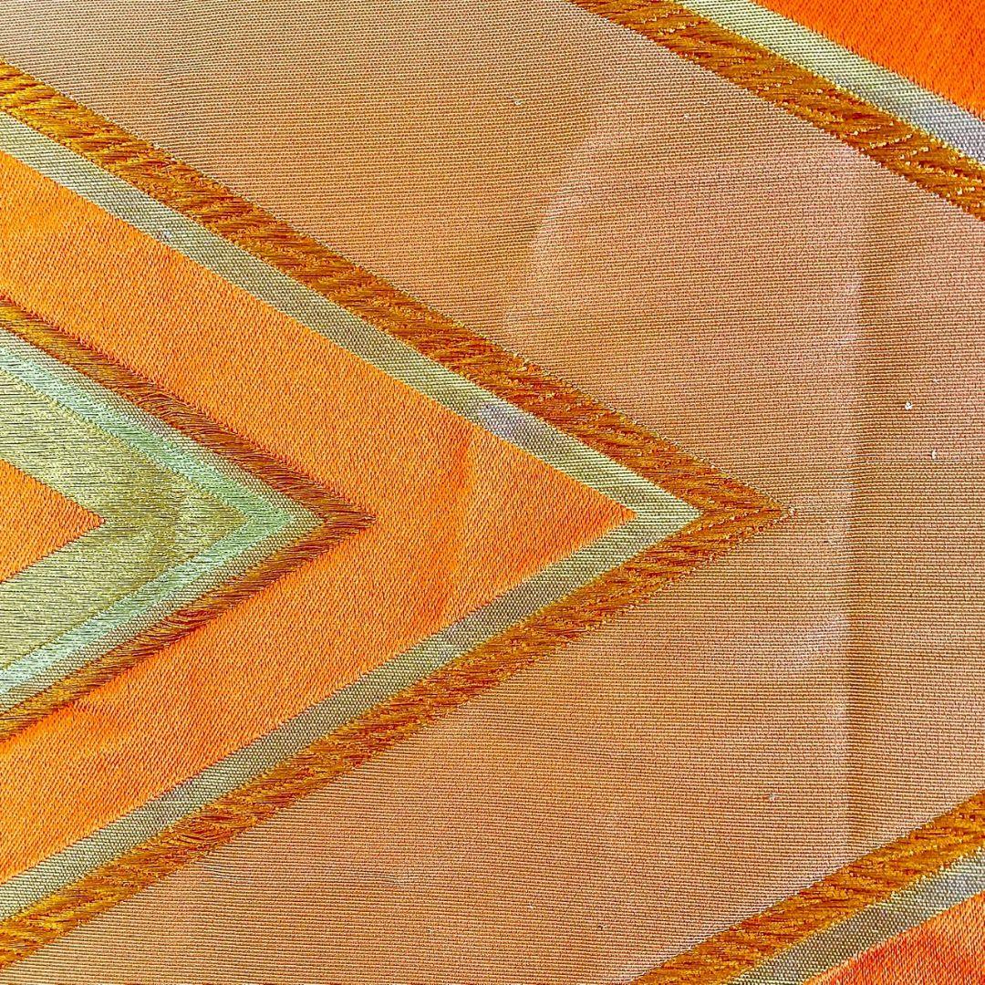 5227# Japanese Vintage Fukuro Obi Belt Kimono Fabric Silk Traditional Orange