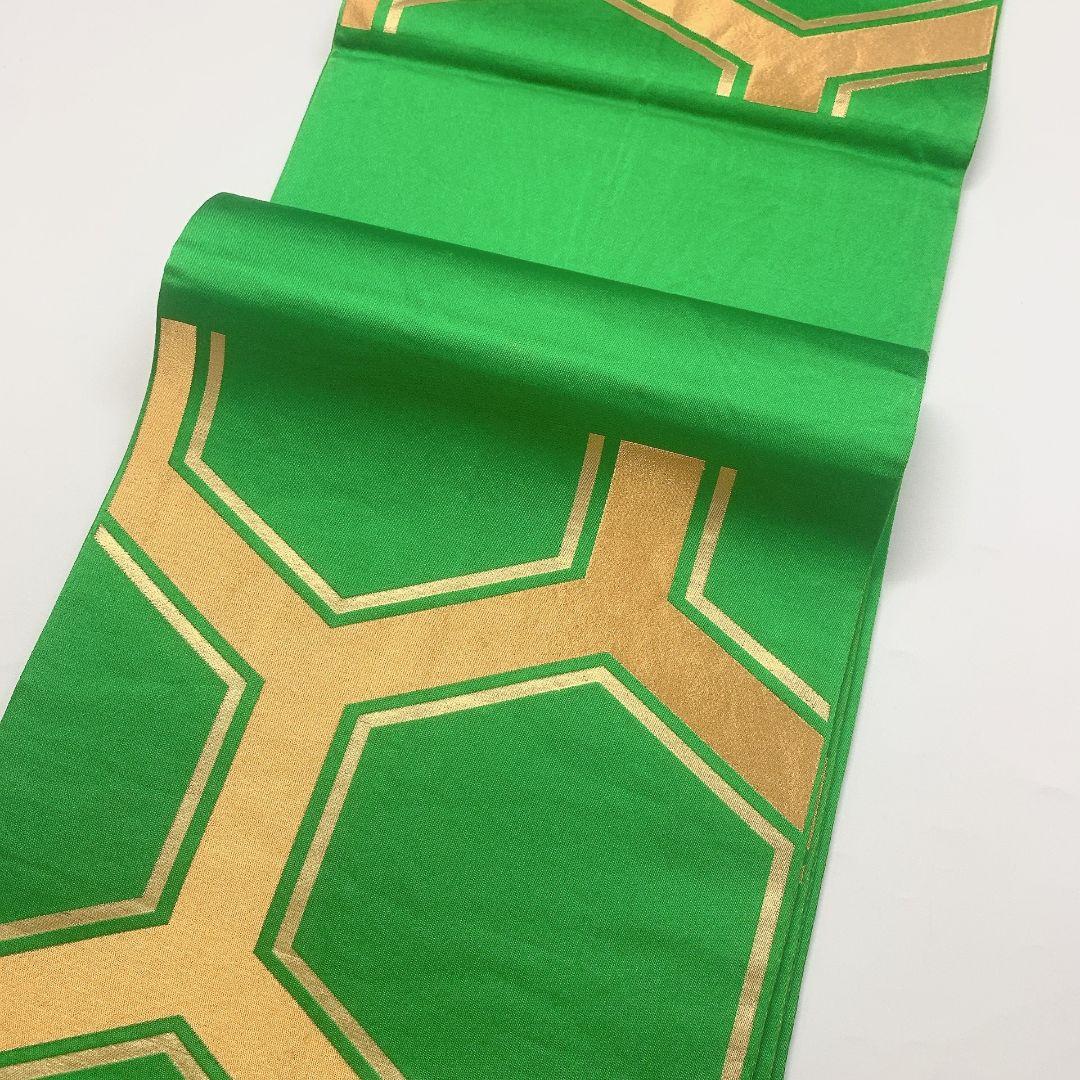 5342# Japanese Vintage Fukuro Obi Belt Kimono Fabric Silk Traditional Green