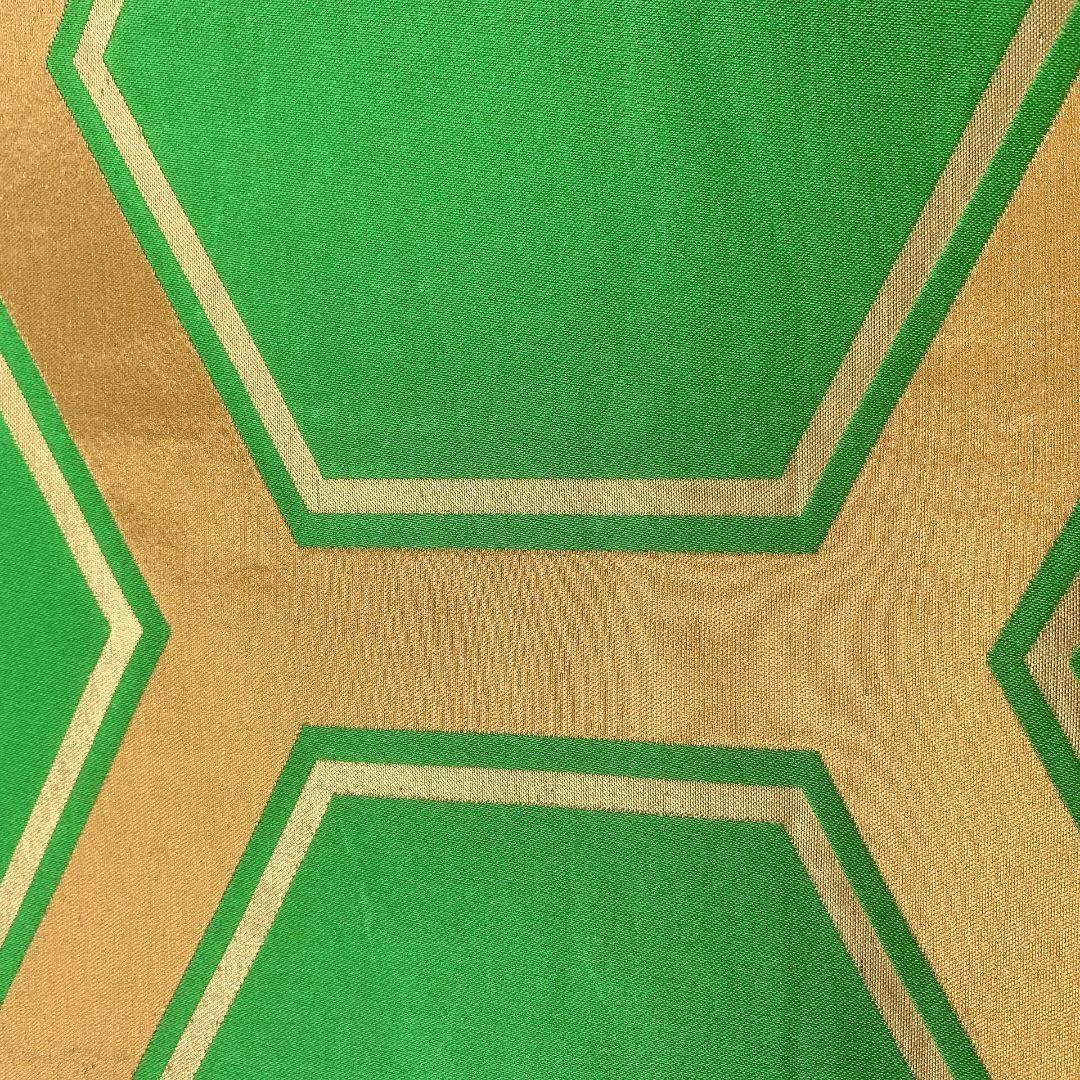 5342# Japanese Vintage Fukuro Obi Belt Kimono Fabric Silk Traditional Green