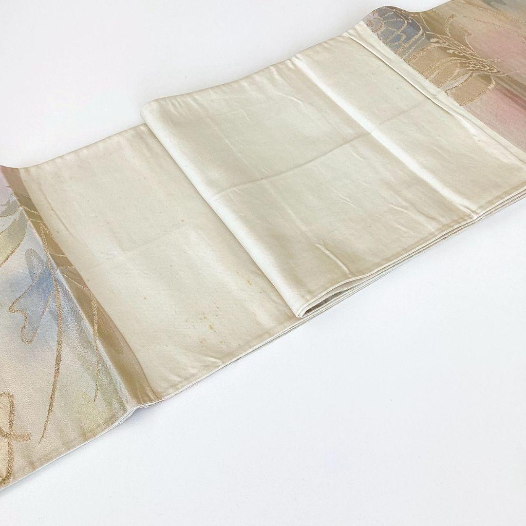 5241# Japanese Vintage Fukuro Obi Belt Kimono Fabric Silk Traditional Gold