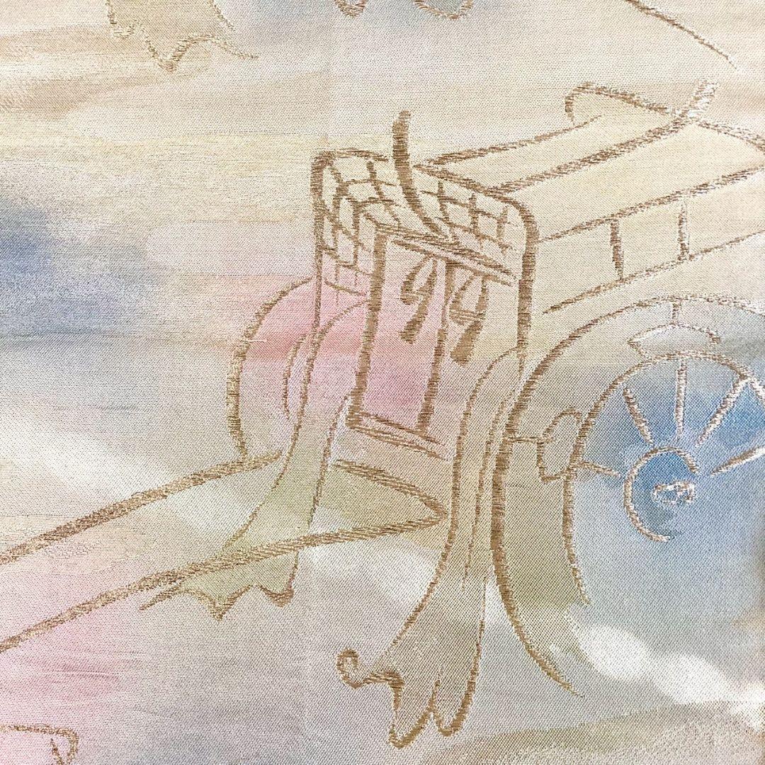 5241# Japanese Vintage Fukuro Obi Belt Kimono Fabric Silk Traditional Gold