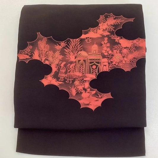 5663# Japanese Vintage Nagoya Obi Belt Kimono Fabric Silk Traditional